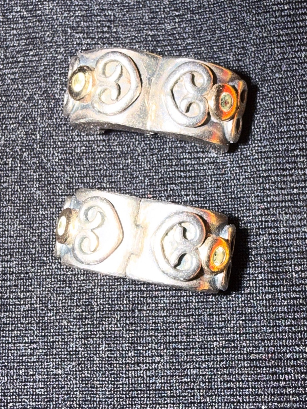 Pandora ALE CHARMS Gold 925 Sterling Silver stones hearts 2 sliders